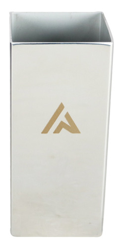 Copo Inox Quadrado Terere Azarte Logo Dourada -polido Prata