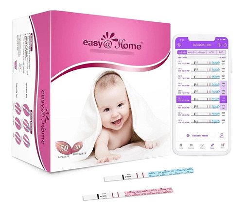 Kit 50 Tiras Prueba Ovulación Y 20 Embarazo Easy@home Test
