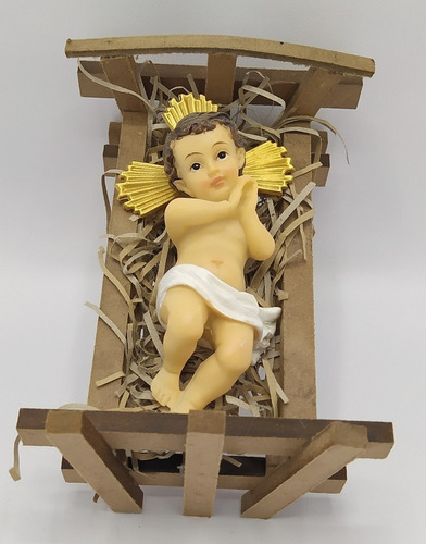 Niño Dios Jesús De 18 Cm Y Cuna