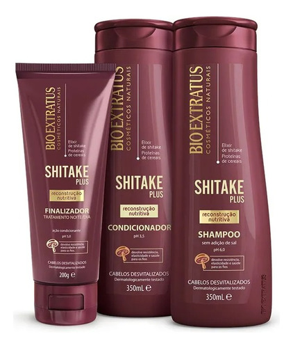 Kit Shitake (350ml) Shampoo, Condicionador E Fin. Noite/dia