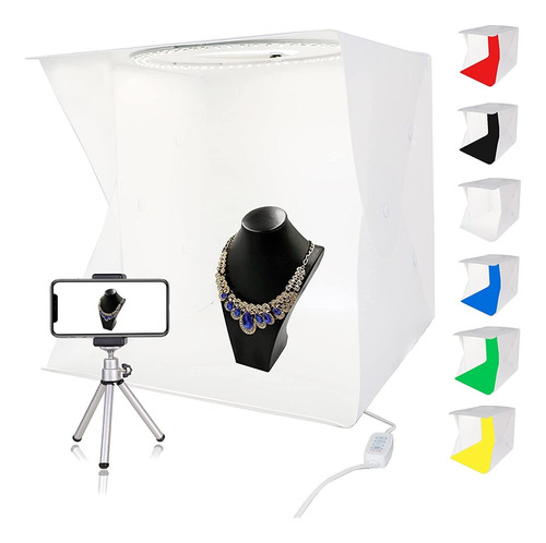 Caja De Luz Fotográfica Portátil De 30 Cm Con Soporte...