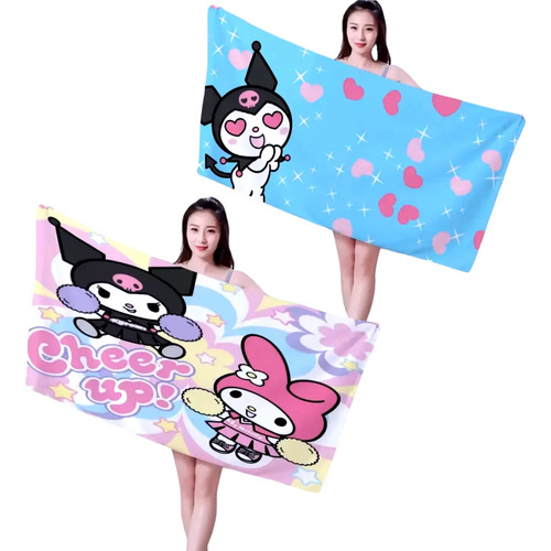 2 Toallas De Baño Y Playa De Microfibra Secado Rápido Kuromi