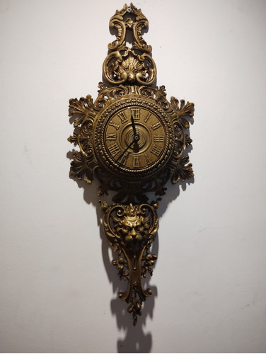 Antiguo Reloj De Pared De Bronce 60 Cm