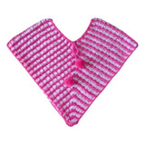 Poncho Tejido Crochet Relieve Lana 2 A 4 Años Fucsia Nena