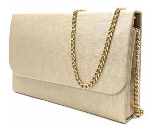 Bolsa Clutch Casamento Balada Social Casual Alça Corrente Cor Dourado Champanhe