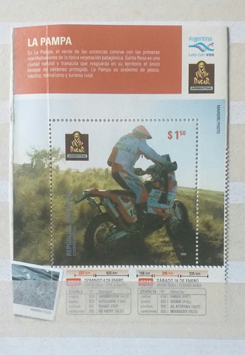 Dakar 2010  Motos- Estampilla Correo Argentino. Mint