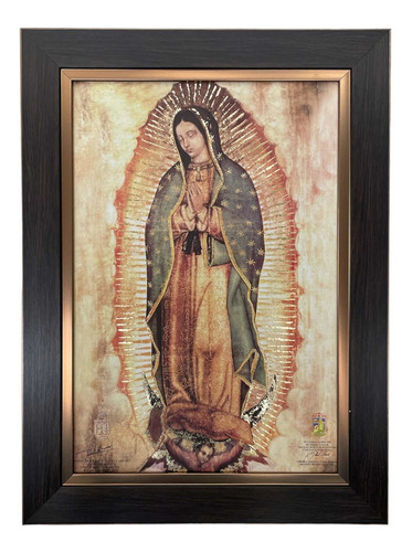 Cuadro Virgen De Guadalupe Copia Fiel 36x48cm Marco Liso