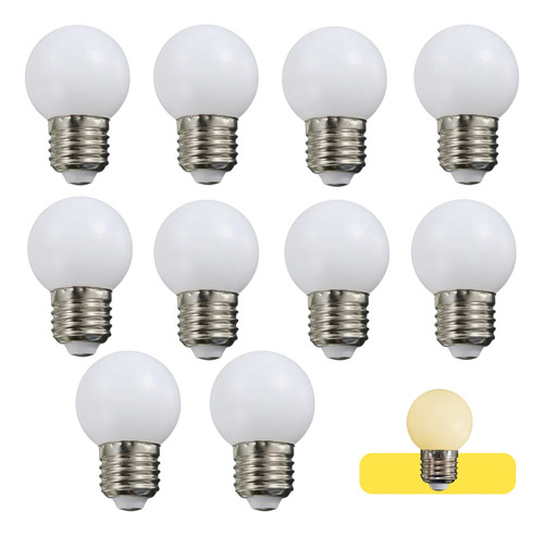 Kit 10 Lâmpada Led Bolinha 3w E27 G45 Varal Espelho Camarim Luz Branco-quente 220v