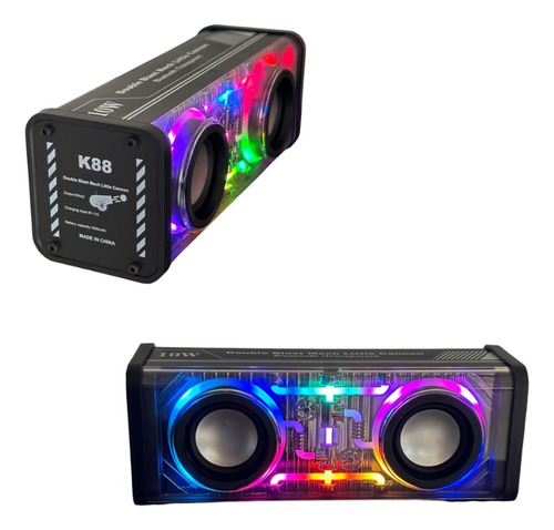 Mini Altavoz Bluetooth Mecánico Transparente, Luz Led Multi