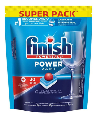 Finish Powerball Detergente Lavav - Unidad a $60628