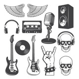 Vectores Con Motivos De Rock & Roll Para Diseño Sublimar