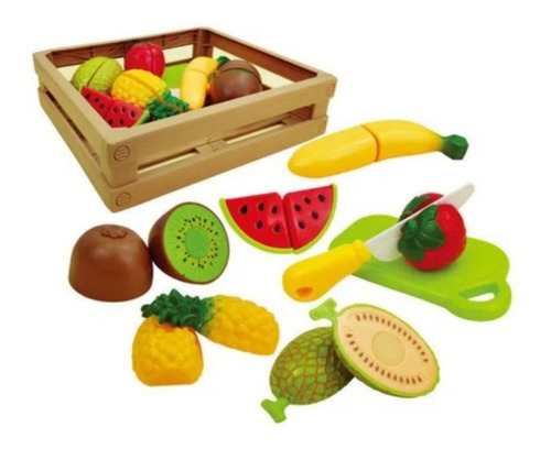 Set Canasto Frutas Para Cortar Con Velcro.juego Para Niños