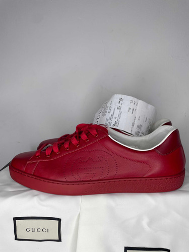 Gucci Ace Perfórated Red 10.5 Mex O 10 Uk