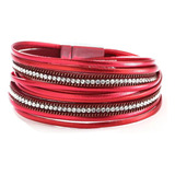 Kunbead, Pulseras De Cuero Rojo Para Mujer, Pulsera Trenzada