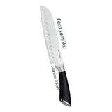 Faca Santoku De Cozinha Chef Churrasco Sushi Fatiar E Picar Cor Preto