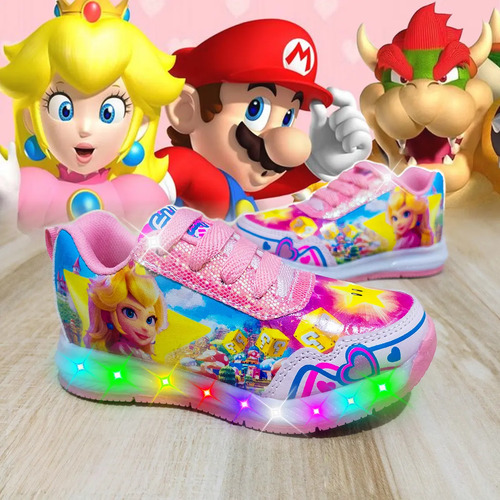 Tenis Princesa Peach Luces Leds Niña Moderno Deportivo Ligero Comodos