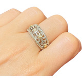 Anillo Flores Caladas Plata Y Oro Ideal Mujer Regalo Ao 192