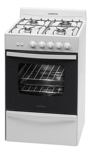 Cocina Longvie Standard Fundición 13331bf A Gas/eléctrica 4 Hornallas  Blanca 220v Puerta Con Visor 70l