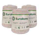 Kit 3 Barbante Euroroma 600g Cor Cru Fio N6