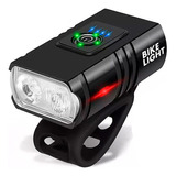 Luz Delantera Faro Para Bici Recargable Con 2 Leds 6 Modos