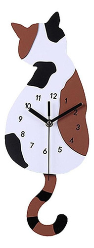 Reloj De Pared De Y Gato Con 170x420mm Negro Blanco 04