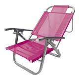 Cadeira De Praia Copacabana Reclinável 5 Posições Rosa
