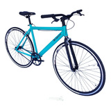 Bicicleta Urbana/fixed Rin 700 Manubrio Recto - Agua Marina Color Celeste Tamaño Del Marco 51 Cm