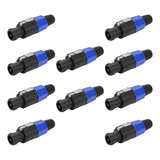 10x Plug Speakon 4 Polos - Premium Profissional Série Hard