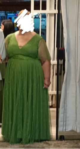 Vestido Festa Madrinha Verde. Tule Com Brilho. Usado Uma Vez