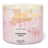 Velas Diseños Navideños Bath And Body Works Grande 411g Color Rosa Claro Fragancia Champagne Toast Navideño