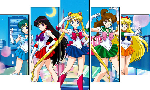 Cuadro Decorativo 5 Piezas Sailor Moon Anime Marinero Luna 