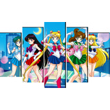 Cuadro Decorativo 5 Piezas Sailor Moon Anime Marinero Luna 