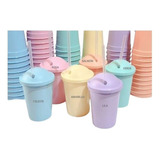Vasos Plásticos Milkshake Colores Pastel Para Souvenirs X20 