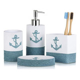 Tide And Tales Juego De Accesorios De Baño De 4 Piezas Con D