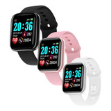 Kit 3 Smartwatch Relógio Inteligente Homens Mulheres Fitness