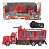 Caminhão De Bombeiros Truck Grande Com Controle Remoto Cor Vermelho Personagem Bombeiro