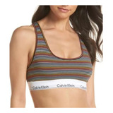 Calvin Klein Bralette Con Logo Y Rayas De Colores Original