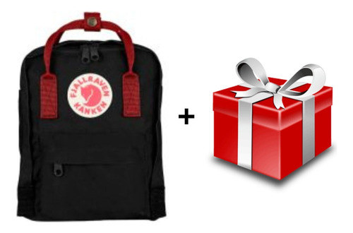 Mochila Kanken Fjallraven Mini 7 L Black Ox Red + Regalo