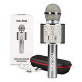 Microfone De Karaokê Bluetooth Prata Nevlers Para Crianças C