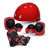 Kit Proteção Infantil Capacete De Bike Rava Play Vermelho