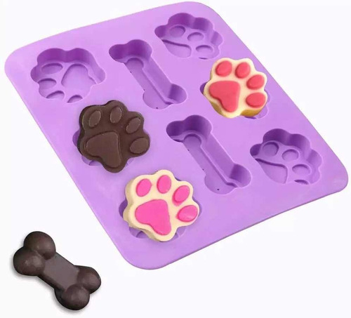 Molde De Silicon Huella De Perro Y Hueso, Repostería, Jabón