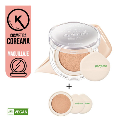 Cushion Vegano Mood Glow/ Larga Duración - Cosmética Coreana