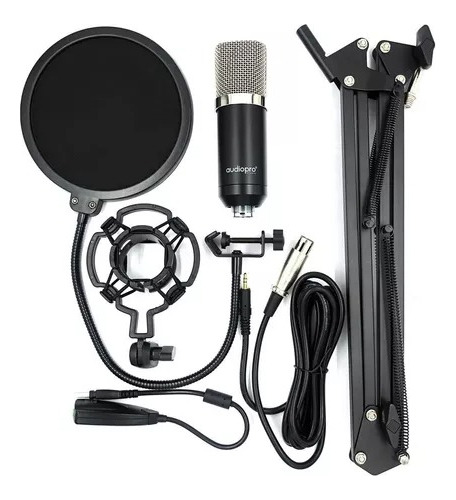 Kit Microfono Home Studio 3 En 1 Audiopro Ap02036 Negro