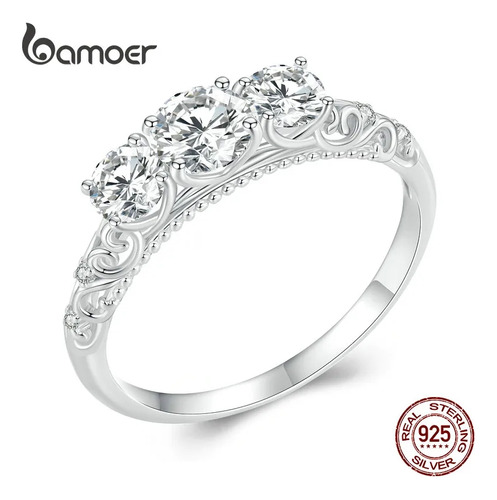 Anillo De Compromiso Plata Esterlina 925, Moissanita- Bamoer