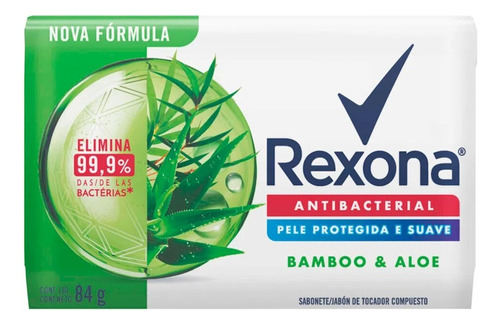 Sabonete Rexona Antibacterial Bamboo & Aloe 84g Kit C/12