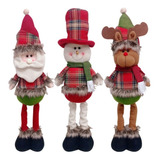 Muñeco Navidad 50 Cm Sata Claus Reno Nieve Ajustables 3unid