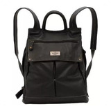 Mochila Couro Legitimo Feminina Cor Preto