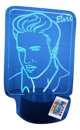 Lampara 3d Ilusion Elvis Presley Rey Rock & Roll + Control