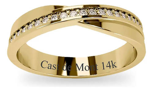 Argollas De Matrimonio 1 Pza Anillo Boda Trenza 14k Piedra
