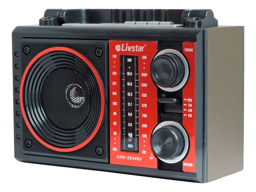 Rádio A Pilha Retro Recarregável Am Fm Usb Livstar 3 Banda